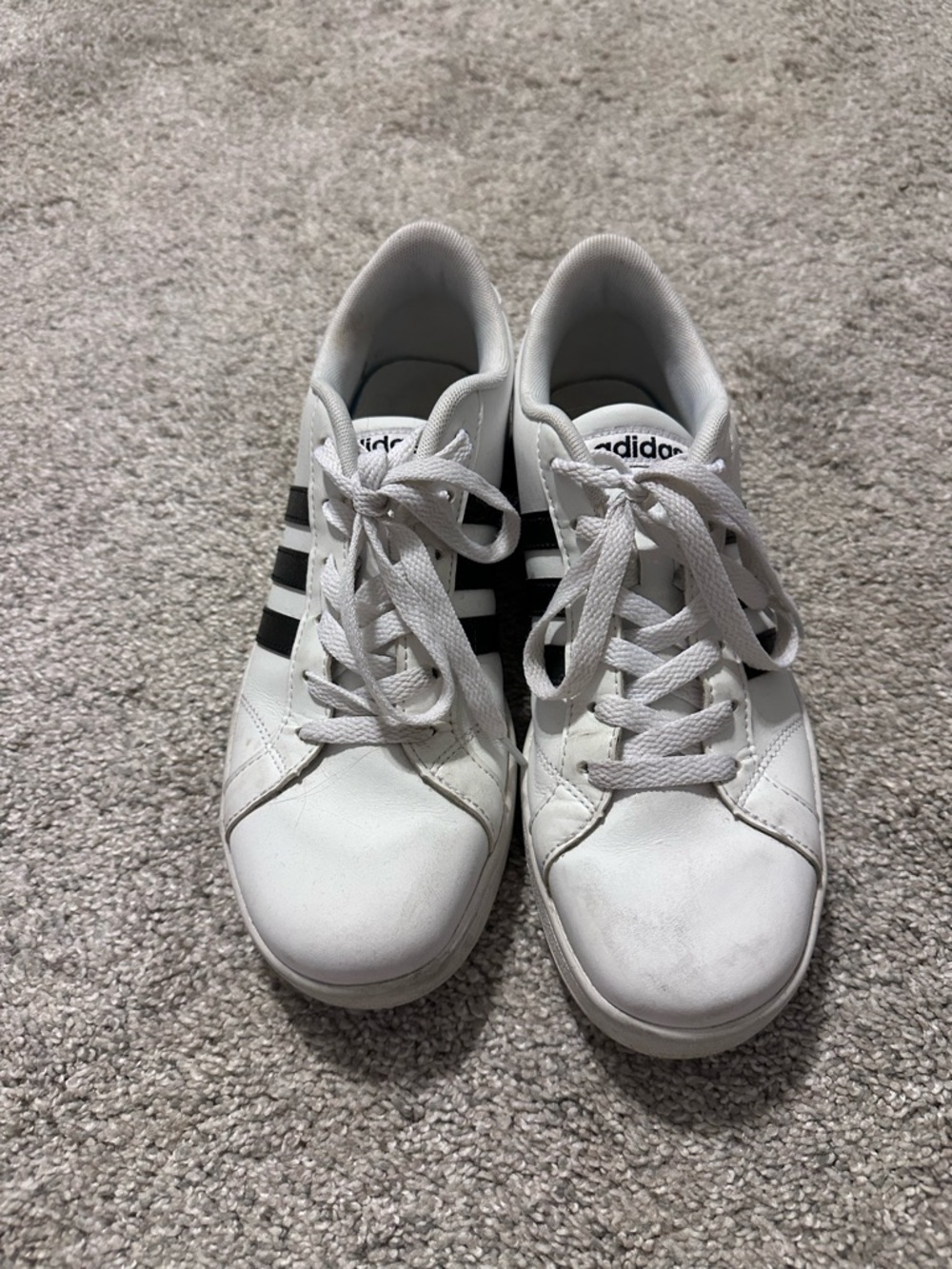 adidas White Sneakers with Black Three-Stripes